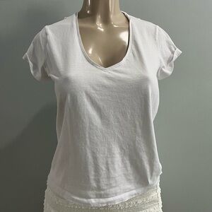 Zara Classic White V-Neck Tee